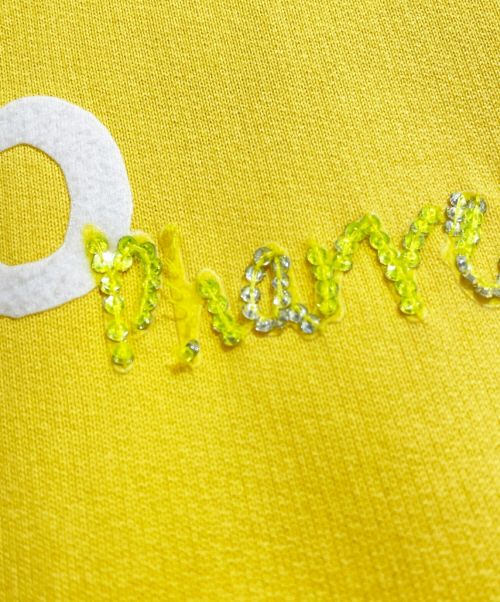 CHANEL（シャネル）CHANEL (シャネル) Pharrell Williams (ファレルウィリアムス) ビジュー プルオーバーフーディ イエロー サイズ:Lの古着・服飾アイテム