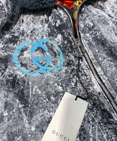 GUCCI（グッチ）GUCCI (グッチ) Trouble Andrew (トラブル アンドリュー) GUCCI GHOST MA-1 BOMBER JACKET ライトグレー サイズ:44の古着・服飾アイテム