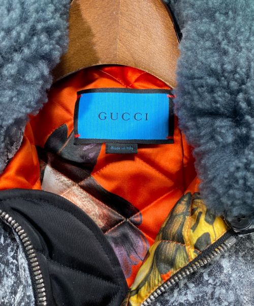 GUCCI（グッチ）GUCCI (グッチ) Trouble Andrew (トラブル アンドリュー) GUCCI GHOST MA-1 BOMBER JACKET ライトグレー サイズ:44の古着・服飾アイテム