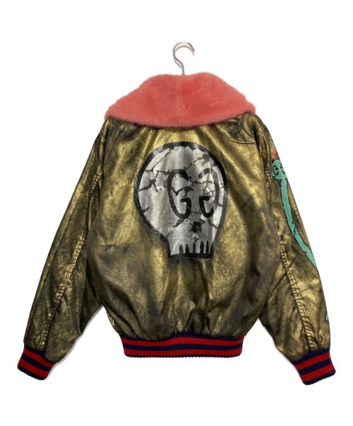 GUCCI（グッチ）GUCCI (グッチ) Trouble Andrew (トラブル アンドリュー) GUCCI GHOST MA-1 BOMBER JACKET ゴールド サイズ:38の古着・服飾アイテム