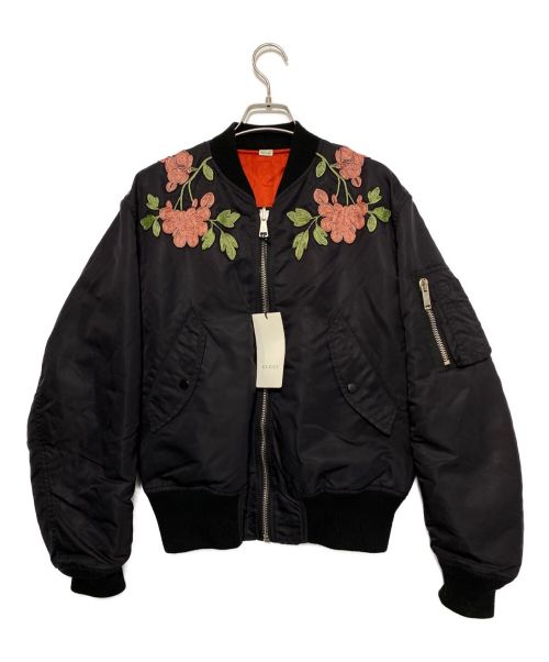 GUCCI（グッチ）GUCCI (グッチ) フラワーエンブロイダリーリバーシブルMA-1 ブラック サイズ:44の古着・服飾アイテム