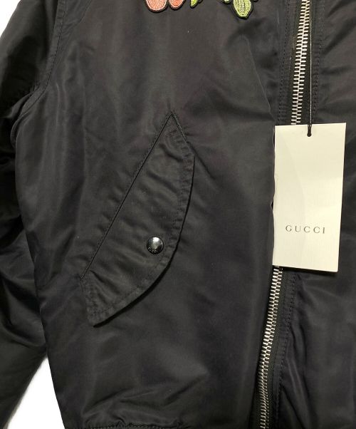 GUCCI（グッチ）GUCCI (グッチ) フラワーエンブロイダリーリバーシブルMA-1 ブラック サイズ:44の古着・服飾アイテム