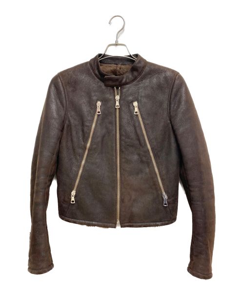 Maison Margiela（メゾンマルジェラ）Maison Margiela (メゾンマルジェラ) 07AW 本人期 八の字ムートンライダース/Archive ブラウン サイズ:42の古着・服飾アイテム