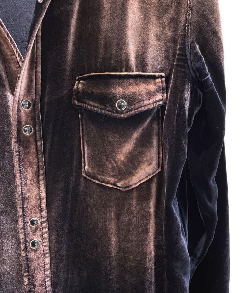 Saint Laurent Paris（サンローランパリ）Saint Laurent Paris (サンローランパリ) ベロアシャツ ネイビー サイズ:Sの古着・服飾アイテム