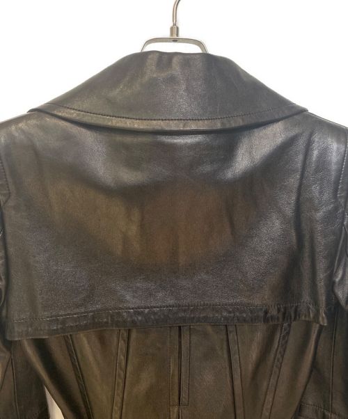 GUCCI（グッチ）GUCCI (グッチ) ウエストベルト付きレザーロングコート ブラック サイズ:38の古着・服飾アイテム