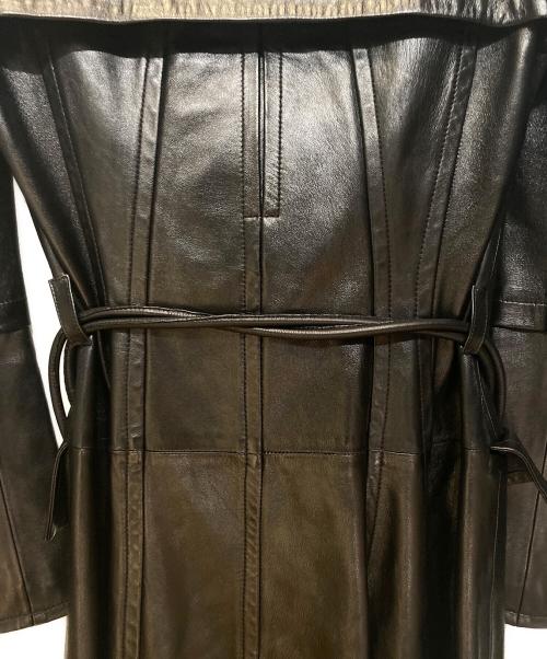 GUCCI（グッチ）GUCCI (グッチ) ウエストベルト付きレザーロングコート ブラック サイズ:38の古着・服飾アイテム