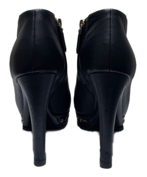 CHANEL（シャネル）CHANEL (シャネル) ココマークチップブーティ ブラック サイズ:361/2の古着・服飾アイテム