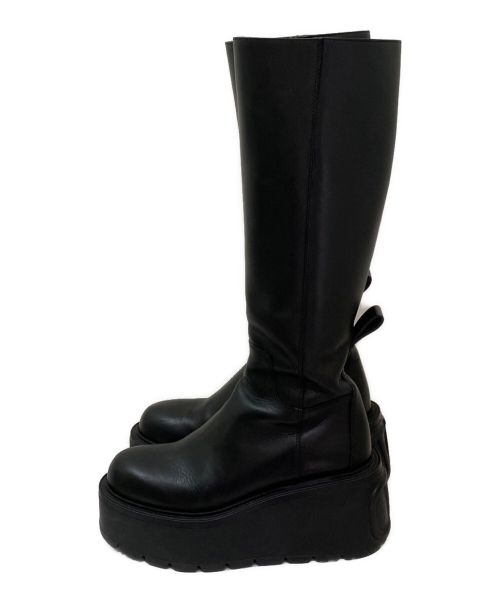 VALENTINO（ヴァレンティノ）VALENTINO (ヴァレンティノ) ユニークフォーム カーフスキン ブーツ ブラック サイズ:36 1/2の古着・服飾アイテム