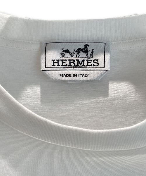 HERMES（エルメス）HERMES (エルメス) スリーブ切替カットソー ホワイト サイズ:Mの古着・服飾アイテム