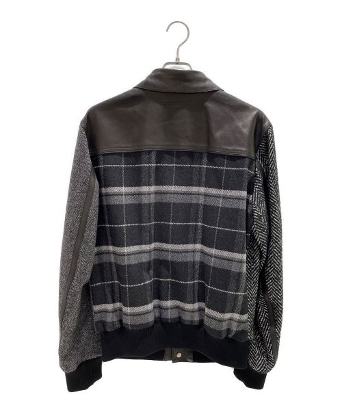 DOLCE & GABBANA（ドルチェ＆ガッバーナ）DOLCE & GABBANA (ドルチェ＆ガッバーナ) レザー切り替えジャケット ブラック サイズ:52の古着・服飾アイテム
