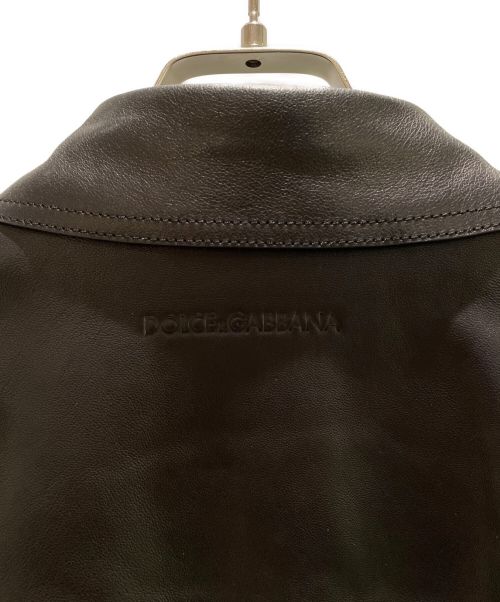 DOLCE & GABBANA（ドルチェ＆ガッバーナ）DOLCE & GABBANA (ドルチェ＆ガッバーナ) レザー切り替えジャケット ブラック サイズ:52の古着・服飾アイテム