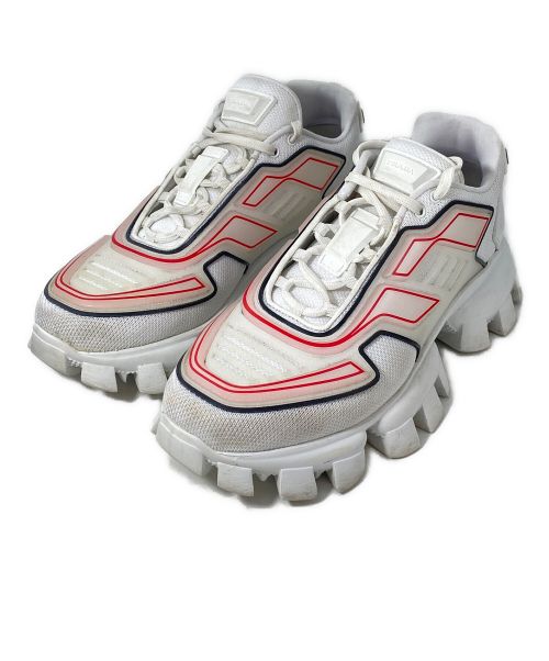 PRADA（プラダ）PRADA (プラダ) ローカットスニーカー ホワイト×レッド サイズ:7の古着・服飾アイテム