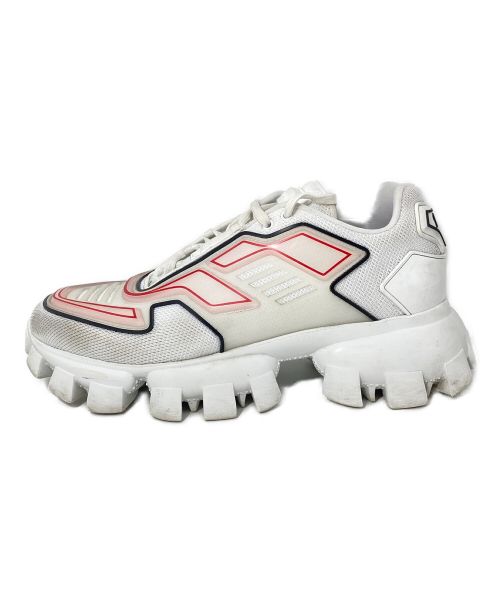 PRADA（プラダ）PRADA (プラダ) ローカットスニーカー ホワイト×レッド サイズ:7の古着・服飾アイテム