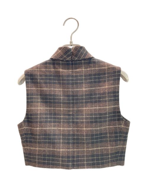 CELINE（セリーヌ）CELINE (セリーヌ) フランネル チェック クロップトップ ブラウン サイズ:34の古着・服飾アイテム