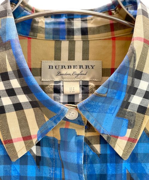 BURBERRY（バーバリー）BURBERRY (バーバリー) Graffiti Print Vintage Check Shirt ベージュ×ブルー サイズ:40の古着・服飾アイテム
