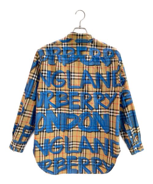 BURBERRY（バーバリー）BURBERRY (バーバリー) Graffiti Print Vintage Check Shirt ベージュ×ブルー サイズ:40の古着・服飾アイテム