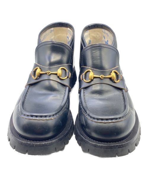GUCCI（グッチ）GUCCI (グッチ) Leather Horsebit Loafer ブラック サイズ:SIZE 8 1/2の古着・服飾アイテム