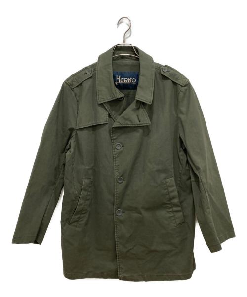 HERNO（ヘルノ）HERNO (ヘルノ) GARMENT DYED EUFRATE Pコート オリーブ サイズ:56の古着・服飾アイテム