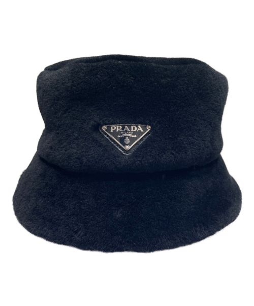 PRADA（プラダ）PRADA (プラダ) サフィアーノボアバケットハット ブラック サイズ:Lの古着・服飾アイテム