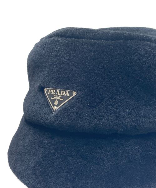 PRADA（プラダ）PRADA (プラダ) サフィアーノボアバケットハット ブラック サイズ:Lの古着・服飾アイテム