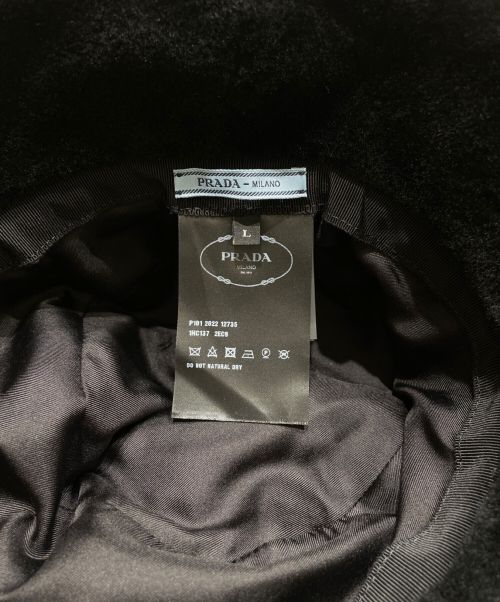 PRADA（プラダ）PRADA (プラダ) サフィアーノボアバケットハット ブラック サイズ:Lの古着・服飾アイテム