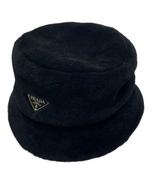PRADA（プラダ）PRADA (プラダ) サフィアーノボアバケットハット ブラック サイズ:Lの古着・服飾アイテム