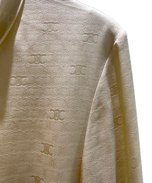 CELINE（セリーヌ）CELINE (セリーヌ) トリオンフシャイニーマットシルクラヴァリエールドレスショールカラーワンピース ベージュ サイズ:34の古着・服飾アイテム