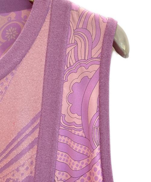 HERMES（エルメス）HERMES (エルメス) ノースリーブ切替ニットワンピース パープル サイズ:40の古着・服飾アイテム