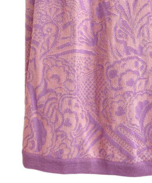 HERMES（エルメス）HERMES (エルメス) ノースリーブ切替ニットワンピース パープル サイズ:40の古着・服飾アイテム