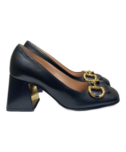 GUCCI（グッチ）GUCCI (グッチ) ホースビットスクエアトゥパンプス ブラック サイズ:34 1/2の古着・服飾アイテム
