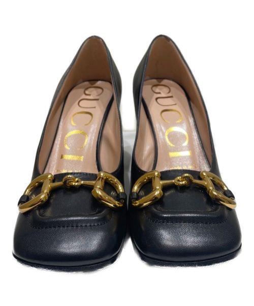GUCCI（グッチ）GUCCI (グッチ) ホースビットスクエアトゥパンプス ブラック サイズ:34 1/2の古着・服飾アイテム