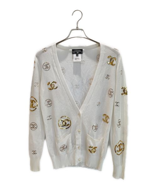 CHANEL（シャネル）CHANEL (シャネル) スパンコールココマークニットカーディガン アイボリー サイズ:34の古着・服飾アイテム