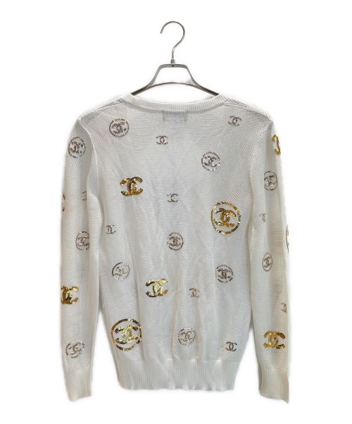 CHANEL（シャネル）CHANEL (シャネル) スパンコールココマークニットカーディガン アイボリー サイズ:34の古着・服飾アイテム