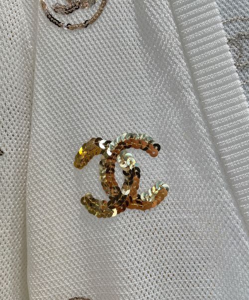 CHANEL（シャネル）CHANEL (シャネル) スパンコールココマークニットカーディガン アイボリー サイズ:34の古着・服飾アイテム