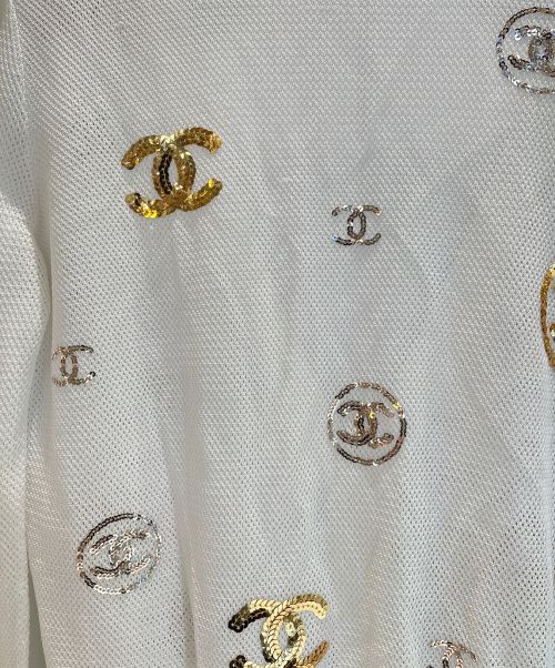 CHANEL（シャネル）CHANEL (シャネル) スパンコールココマークニットカーディガン アイボリー サイズ:34の古着・服飾アイテム