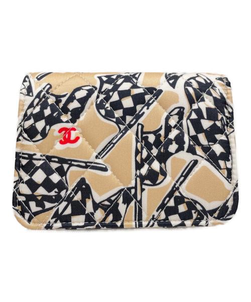 CHANEL（シャネル）CHANEL (シャネル) チェッカーフラッグショルダーケース ベージュ×ブラック サイズ:12の古着・服飾アイテム