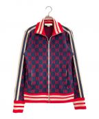 GUCCIグッチ）の古着「GGジャガードトラックジャケット」｜ネイビー×レッド