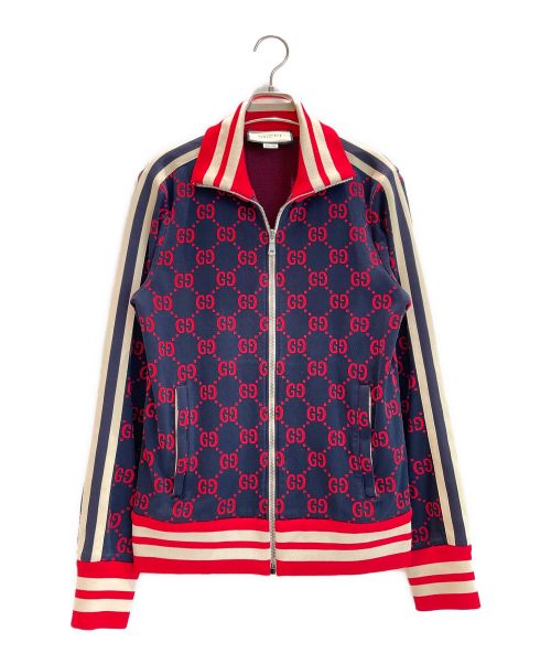GUCCI（グッチ）GUCCI (グッチ) GGジャガードトラックジャケット ネイビー×レッド サイズ:Sの古着・服飾アイテム