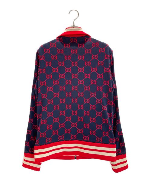 GUCCI（グッチ）GUCCI (グッチ) GGジャガードトラックジャケット ネイビー×レッド サイズ:Sの古着・服飾アイテム