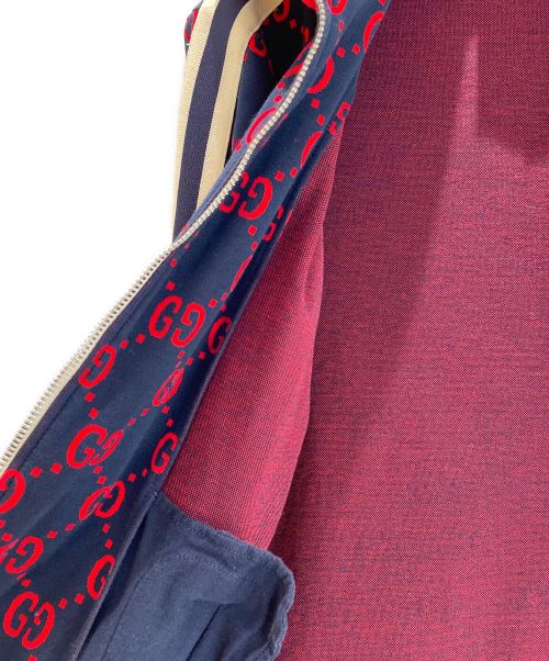 GUCCI（グッチ）GUCCI (グッチ) GGジャガードトラックジャケット ネイビー×レッド サイズ:Sの古着・服飾アイテム