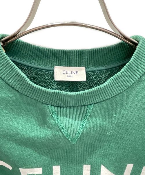 CELINE（セリーヌ）CELINE (セリーヌ) クロップド スウェットシャツ コットンフリース グリーン サイズ:XSの古着・服飾アイテム