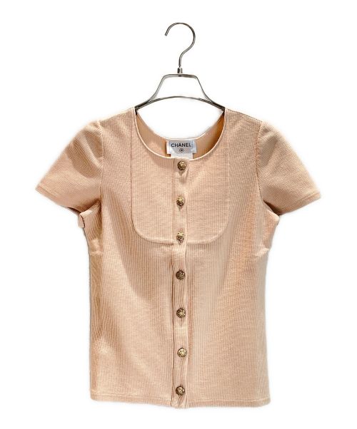 CHANEL（シャネル）CHANEL (シャネル) ショートスリーブニットシャツ ピンク サイズ:36の古着・服飾アイテム