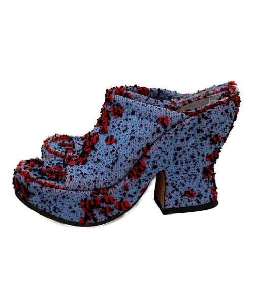 BOTTEGA VENETA（ボッテガベネタ）BOTTEGA VENETA (ボッテガベネタ) ブークレウェッジミュール ブルー×レッド サイズ:35の古着・服飾アイテム