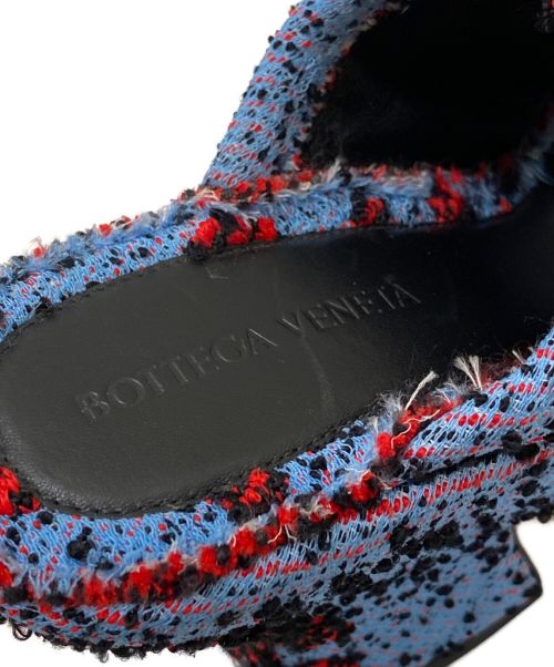 BOTTEGA VENETA（ボッテガベネタ）BOTTEGA VENETA (ボッテガベネタ) ブークレウェッジミュール ブルー×レッド サイズ:35の古着・服飾アイテム