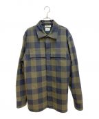 BOTTEGA VENETAボッテガベネタ）の古着「ブロックチェックカバーオールシャツ」｜カーキ
