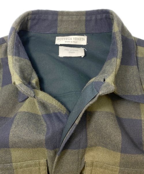 BOTTEGA VENETA（ボッテガベネタ）BOTTEGA VENETA (ボッテガベネタ) ブロックチェックカバーオールシャツ カーキ サイズ:50の古着・服飾アイテム
