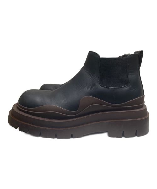 BOTTEGA VENETA（ボッテガベネタ）BOTTEGA VENETA (ボッテガベネタ) タイヤアンクルチェルシーブーツ ブラック×ブラウン サイズ:43の古着・服飾アイテム