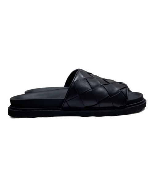 BOTTEGA VENETA（ボッテガベネタ）BOTTEGA VENETA (ボッテガベネタ) イントレチャートスライドレザーサンダル ブラック サイズ:43の古着・服飾アイテム