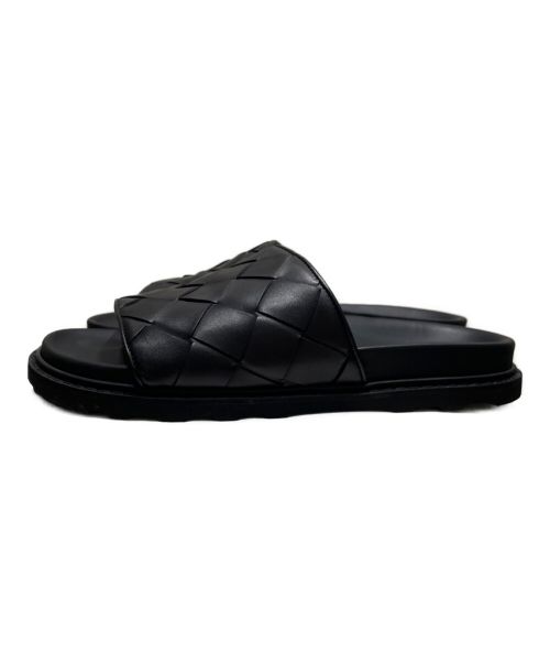 BOTTEGA VENETA（ボッテガベネタ）BOTTEGA VENETA (ボッテガベネタ) イントレチャートスライドレザーサンダル ブラック サイズ:43の古着・服飾アイテム