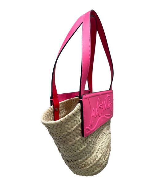 Christian Louboutin（クリスチャン・ルブタン）Christian Louboutin (クリスチャン・ルブタン) Loubishore カゴバッグ ナチュラル×ピンクの古着・服飾アイテム